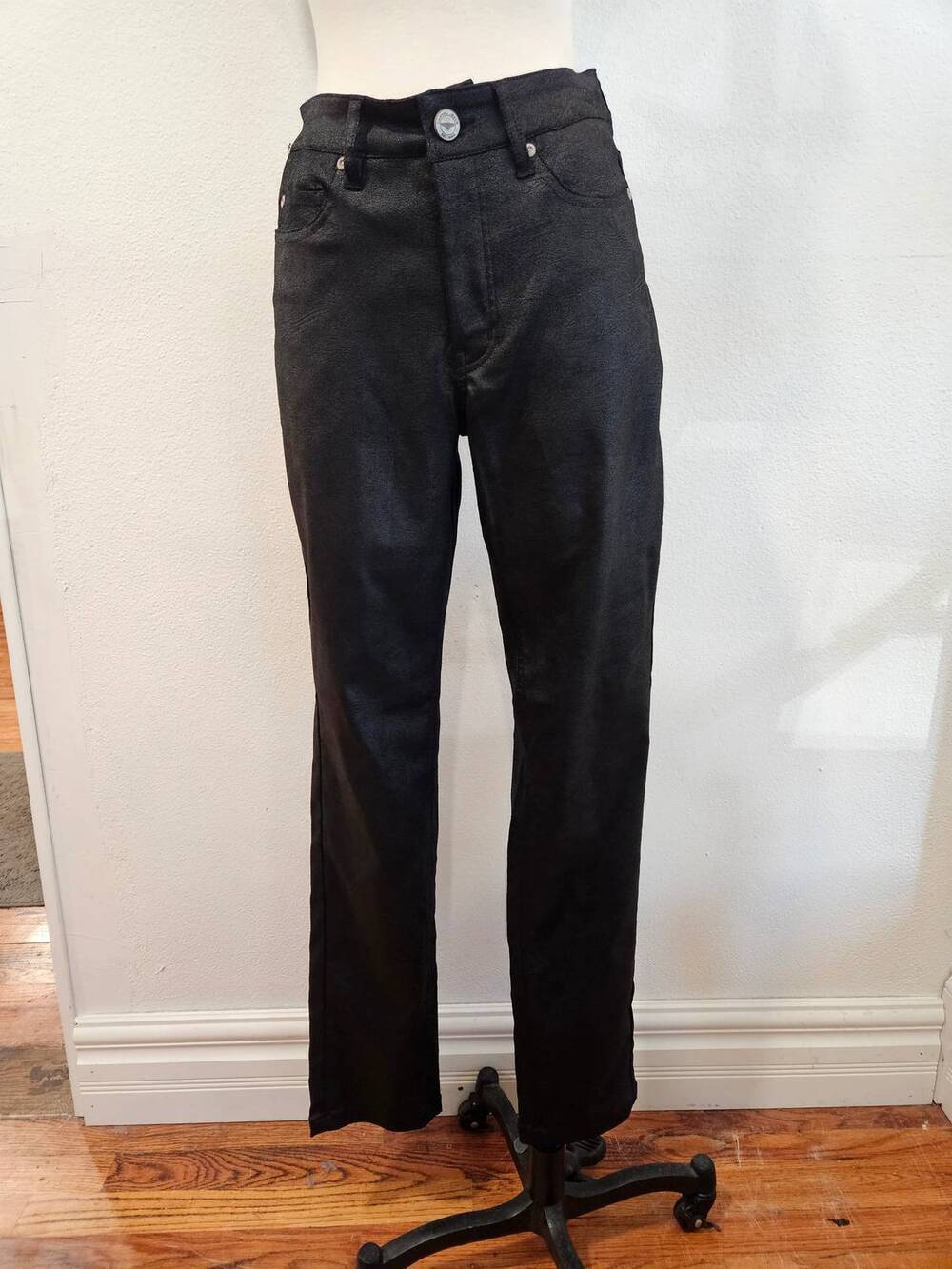 NEW CARRELI JEANS women's coated jeans in black